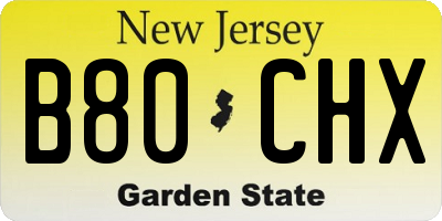NJ license plate B80CHX
