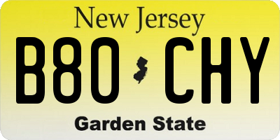 NJ license plate B80CHY