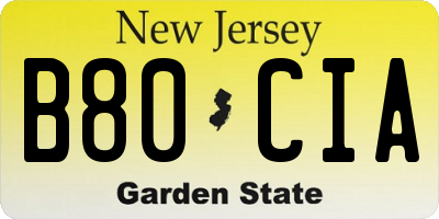 NJ license plate B80CIA