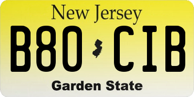 NJ license plate B80CIB