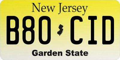 NJ license plate B80CID