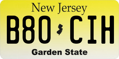 NJ license plate B80CIH