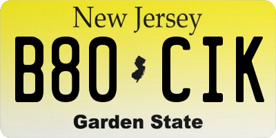 NJ license plate B80CIK