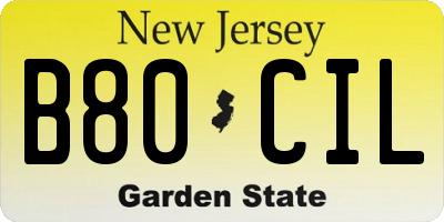 NJ license plate B80CIL