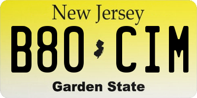 NJ license plate B80CIM