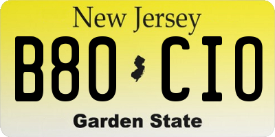 NJ license plate B80CIO