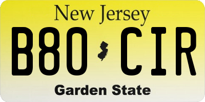 NJ license plate B80CIR