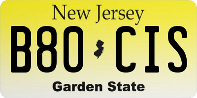 NJ license plate B80CIS