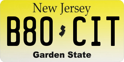 NJ license plate B80CIT
