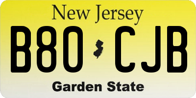 NJ license plate B80CJB