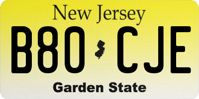 NJ license plate B80CJE