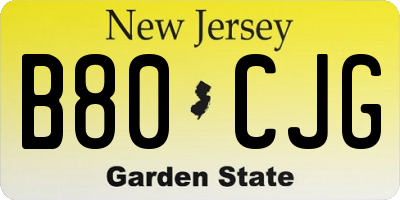 NJ license plate B80CJG