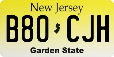 NJ license plate B80CJH