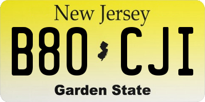 NJ license plate B80CJI