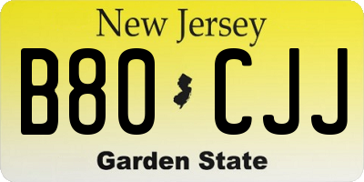 NJ license plate B80CJJ