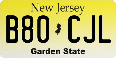 NJ license plate B80CJL