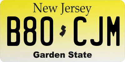 NJ license plate B80CJM