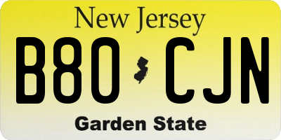 NJ license plate B80CJN