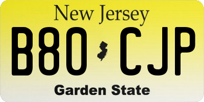 NJ license plate B80CJP