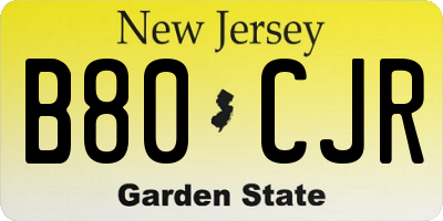 NJ license plate B80CJR