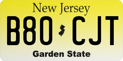 NJ license plate B80CJT