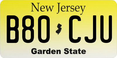 NJ license plate B80CJU