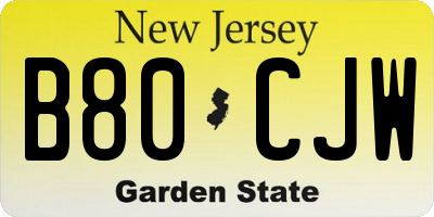 NJ license plate B80CJW