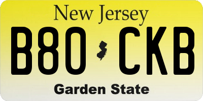 NJ license plate B80CKB