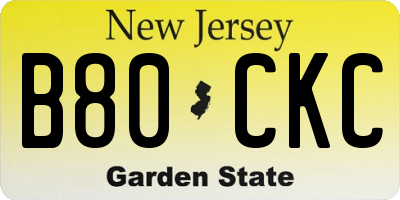 NJ license plate B80CKC