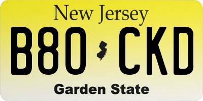 NJ license plate B80CKD