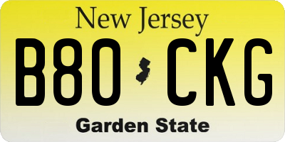 NJ license plate B80CKG