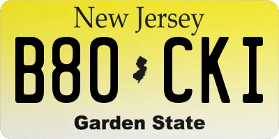 NJ license plate B80CKI