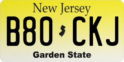 NJ license plate B80CKJ