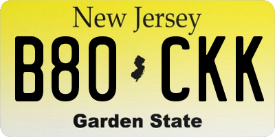 NJ license plate B80CKK