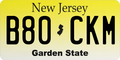 NJ license plate B80CKM