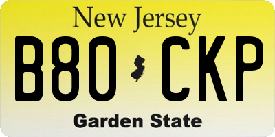 NJ license plate B80CKP