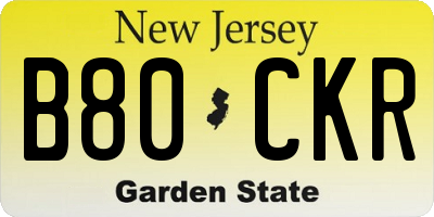 NJ license plate B80CKR