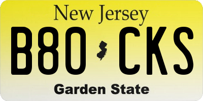 NJ license plate B80CKS