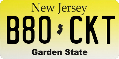 NJ license plate B80CKT