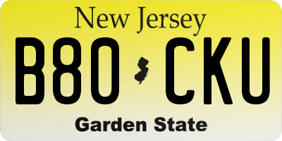 NJ license plate B80CKU