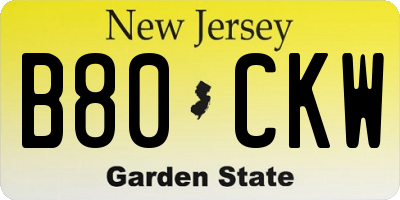 NJ license plate B80CKW