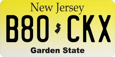 NJ license plate B80CKX