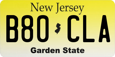 NJ license plate B80CLA