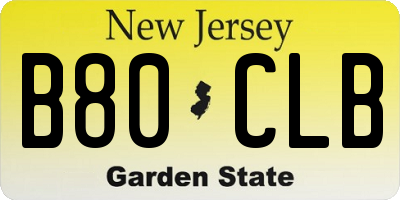 NJ license plate B80CLB