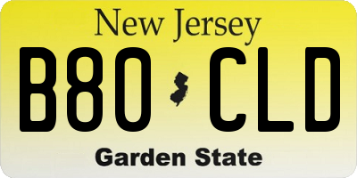 NJ license plate B80CLD