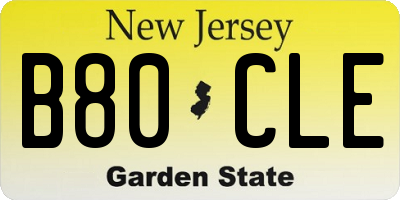 NJ license plate B80CLE