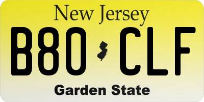 NJ license plate B80CLF