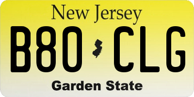 NJ license plate B80CLG