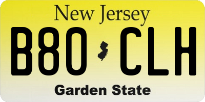 NJ license plate B80CLH