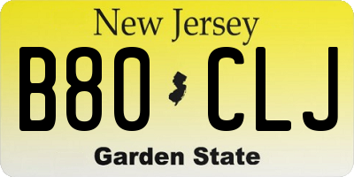 NJ license plate B80CLJ